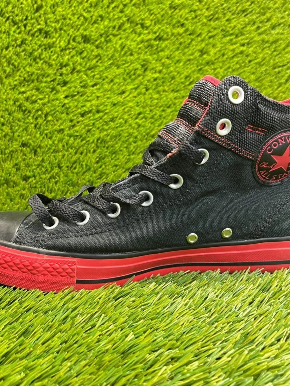 Converse Chuck Taylor All Star Mens Size 9.5 Black Red Athletic Shoes Sneakers - Picture 3 of 12